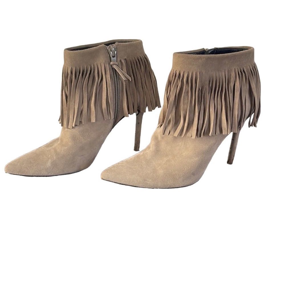 Stuart Weitzman Fringetimes Fossil Suede Boots Si… - image 2